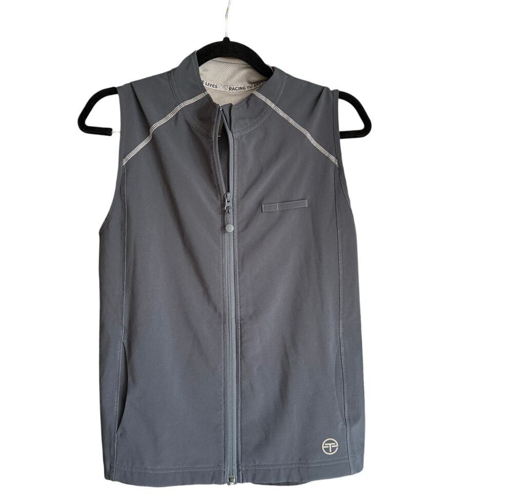 Essential Threads Women's Gray Full Zip Scrub Vest Size S Strech Medical Nurse